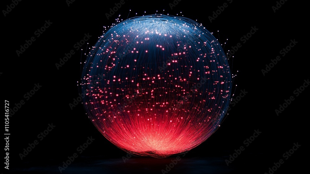 Vibrant Abstract Sphere with Glowing Particles and Light Trails