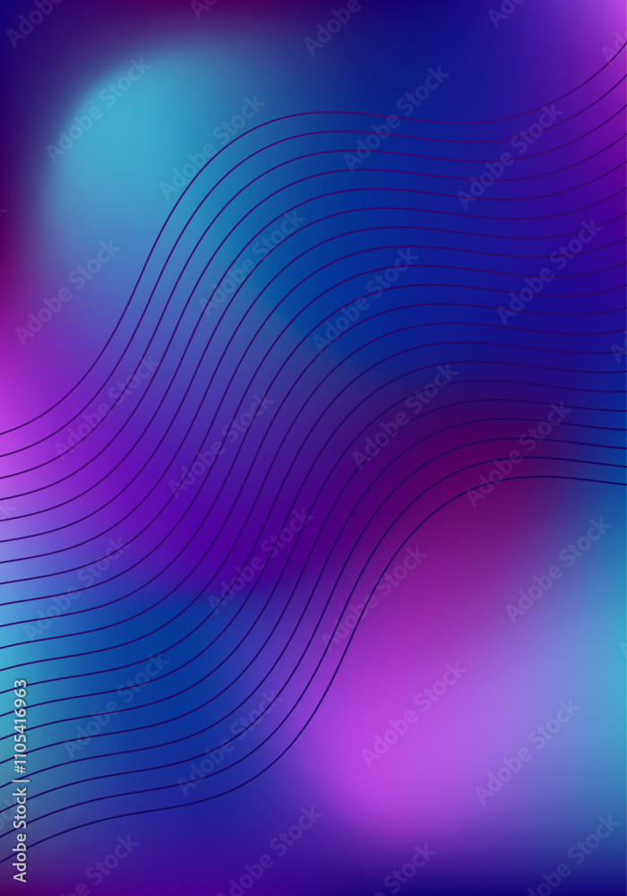 Blurred abstract background with waves and lines. Mesh gradient. Standard poster size. Colorful, pink, blue, purple. Background for banner, brochure, booklet Blurred abstract background with waves and lines. Mesh gradient. Standard poster size. Colorful, pink, blue, purple. Background for banner, brochure, booklet