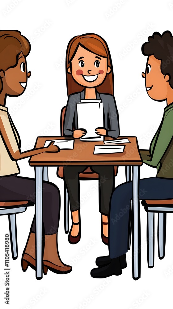 Simple clip art depicting an interview scene Simple clip art depicting an interview scene