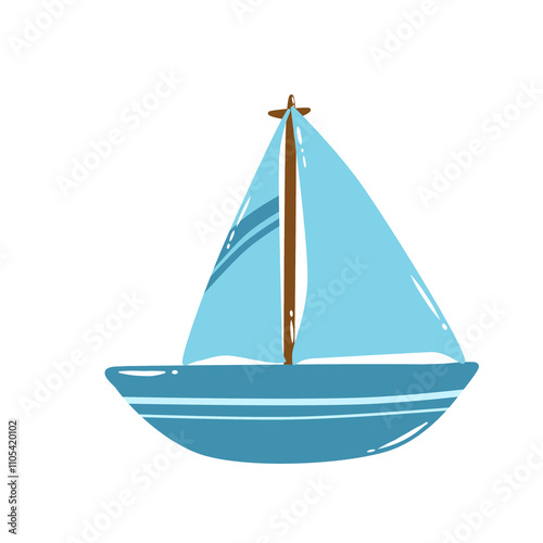 Boat sea cute doodle small sailing ship for summer holiday that can be used for sticker, book, scrapbook, icon, decorative, e.t.c with aesthetic blue colorful color