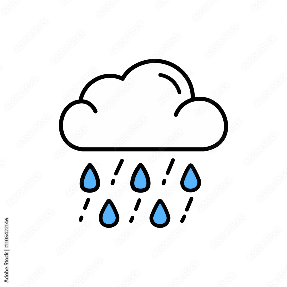 Rain cloud line icon, concept illustration, outline symbol, vector sign, linear symbol.