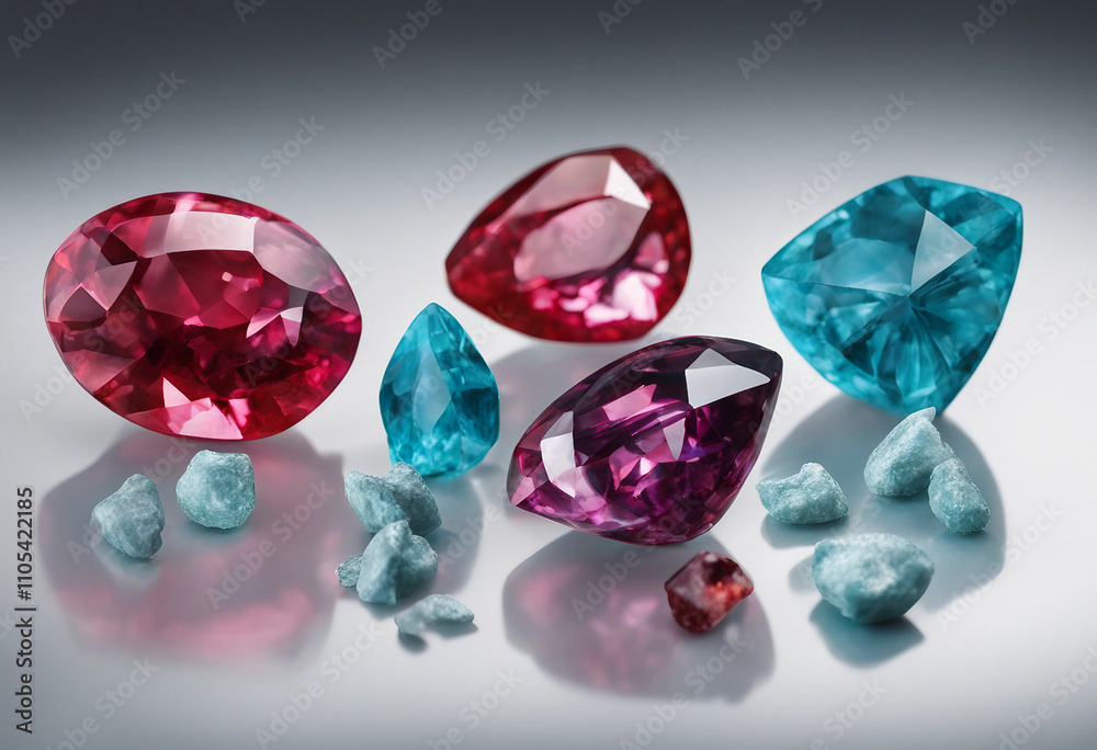 Set of spinel gem stone Colorful gem stones set in various colors yellow red white blue and turquois Set of spinel gem stone Colorful gem stones set in various colors yellow red white blue and turquois