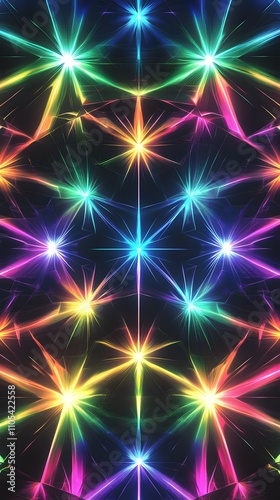 Colorful rainbow gradient, neon, shiny, metallic background with diamond shapes and a blurred effect