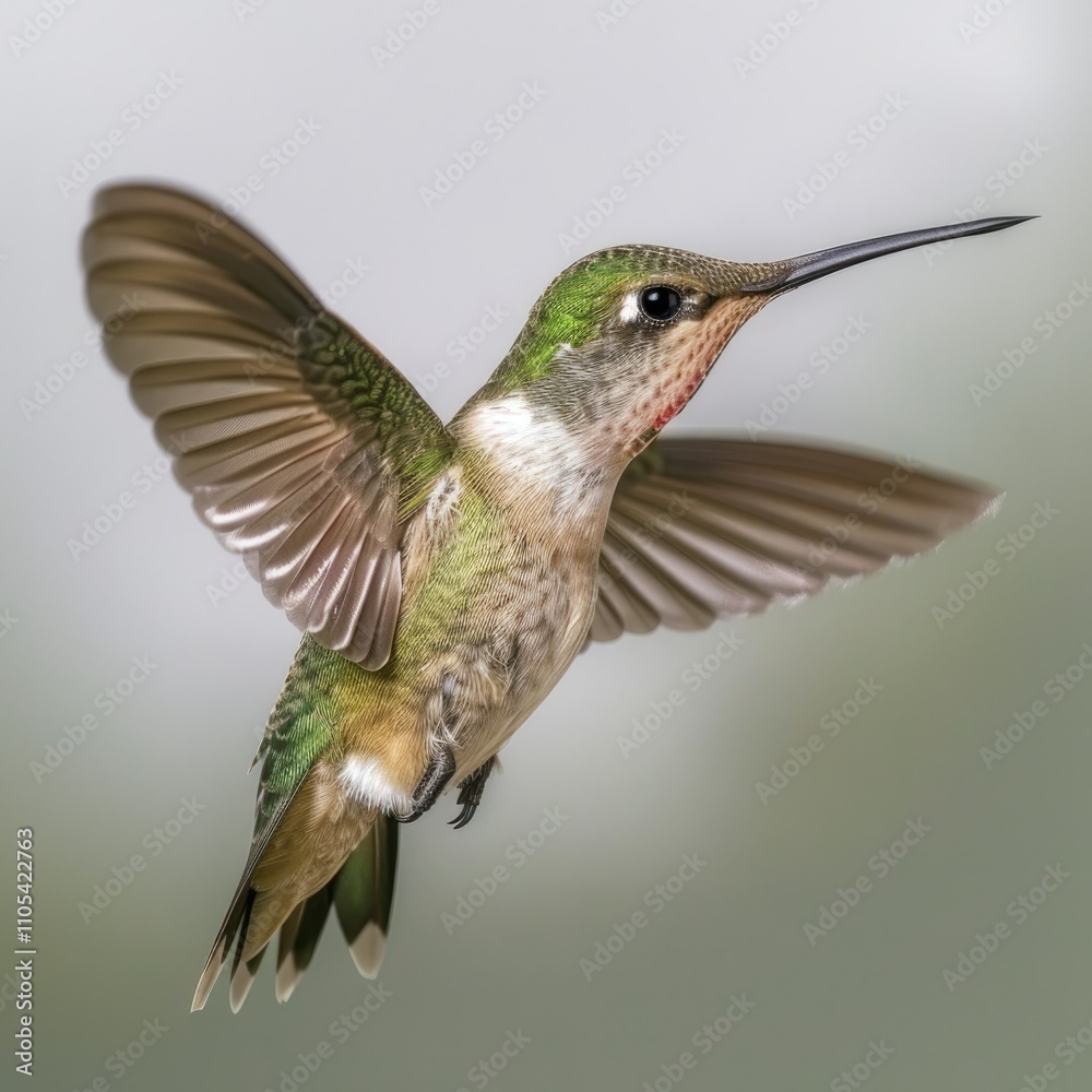 A Juvenile Ruby Throated Hummingbird in Flight A Juvenile Ruby Throated Hummingbird in Flight