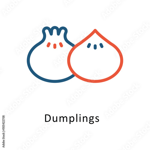 Dumplings vector Two Colors Icon. Eps 10 file
