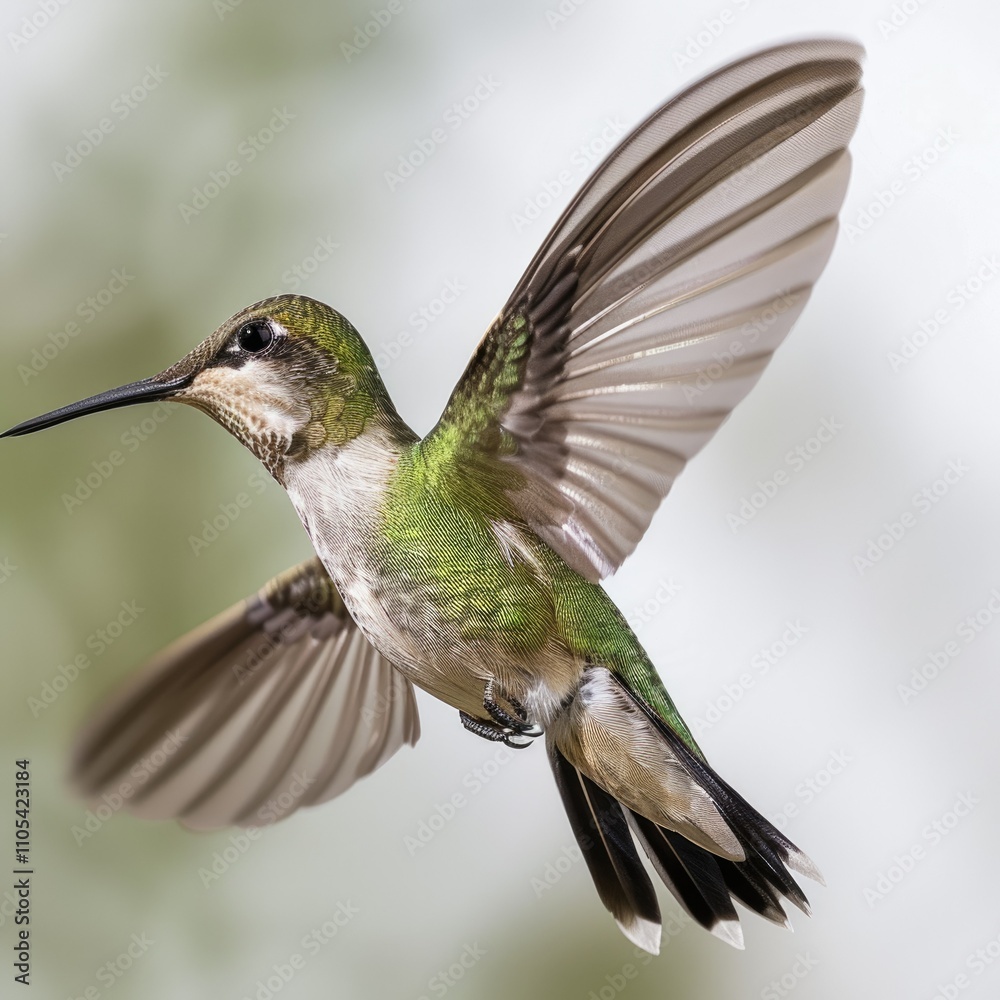 Beautiful hummingbird flying on a white background Beautiful hummingbird flying on a white background