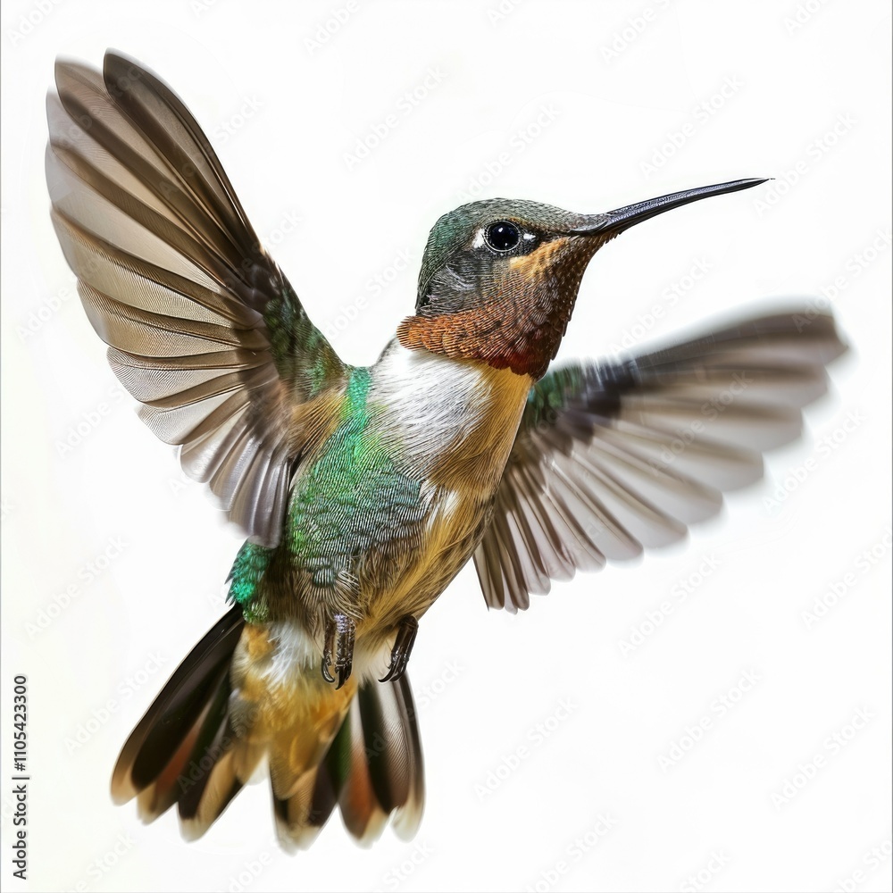 Fototapeta premium Beautiful hummingbird isolated white background