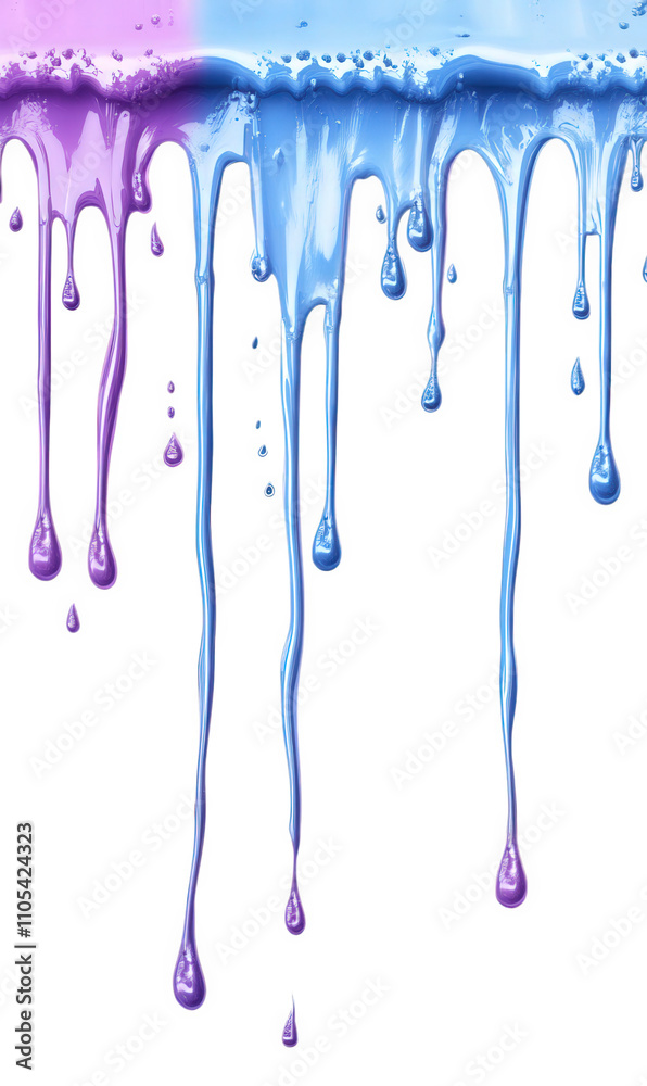 Naklejka premium abstract background with dripping paint in blue and purple colors on transparent background
