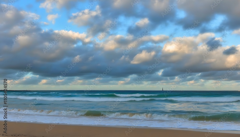 Oceanfront scenery with crashing waves and rolling clouds. Oceanfront scenery with crashing waves and rolling clouds.