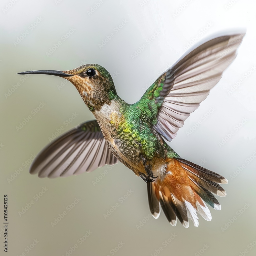 Fototapeta premium Flying Hummingbird Wildlife Birdwatching Blank background