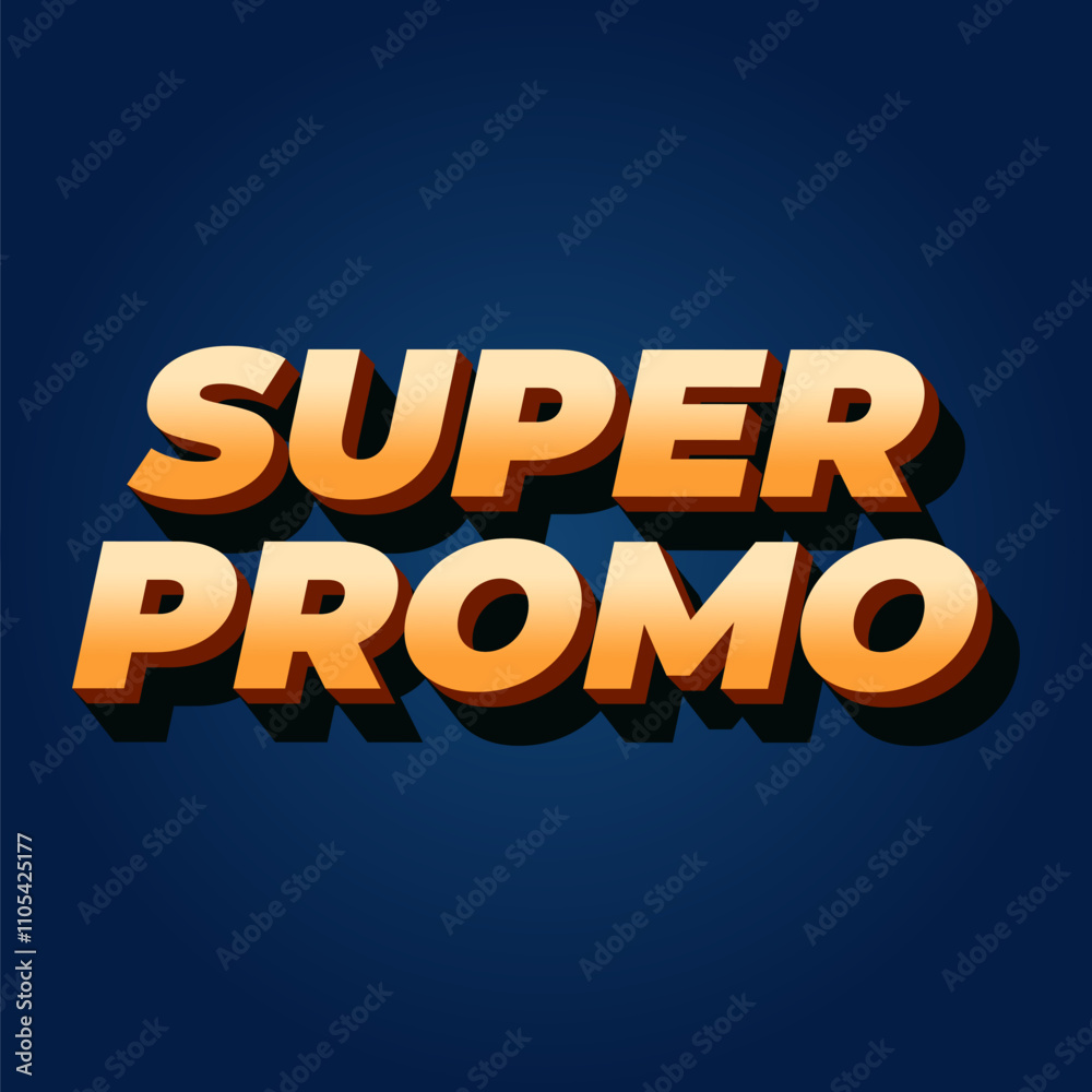 Super promo. Text effect in square size with bold font and 3D look Super promo. Text effect in square size with bold font and 3D look