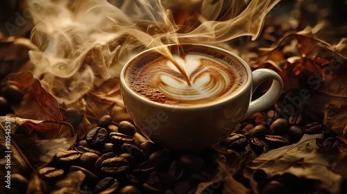 Creamy Espresso in Warm Nature Background