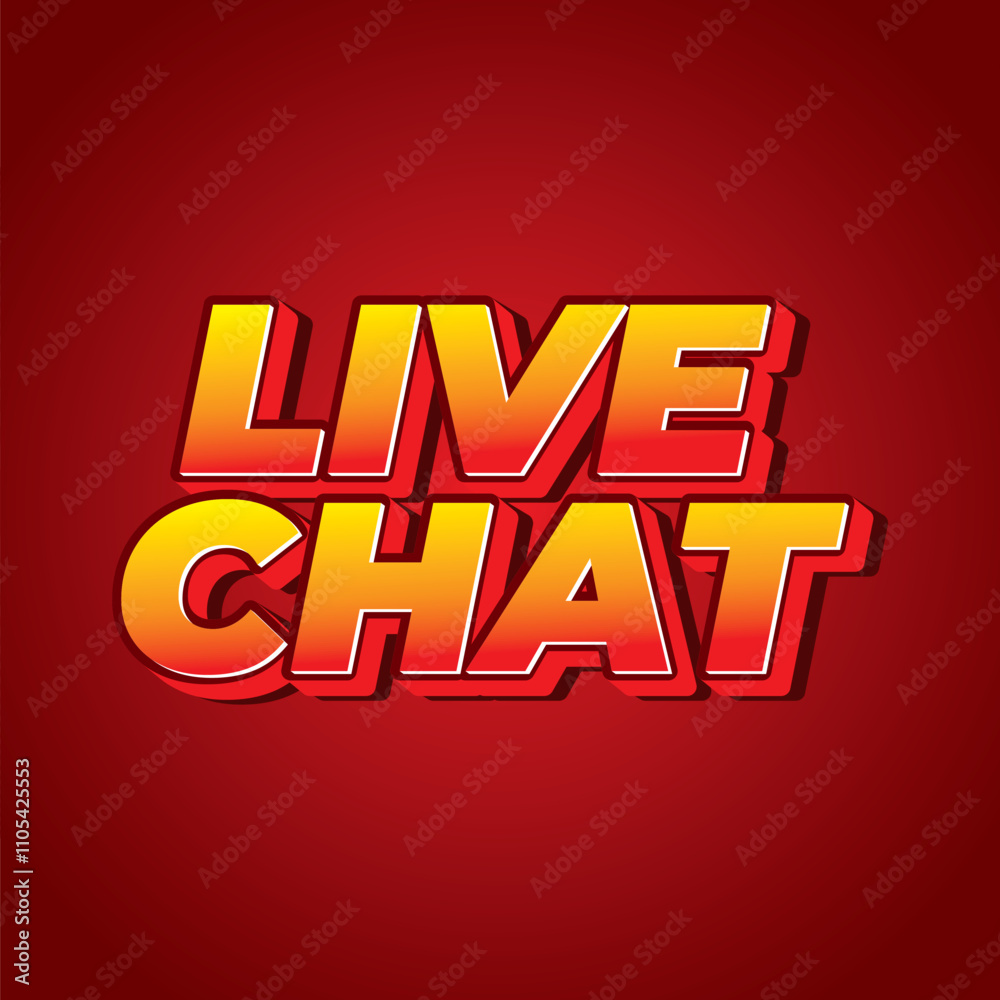 Live chat. Text effect in bold font and 3D style, for social media purpose Live chat. Text effect in bold font and 3D style, for social media purpose