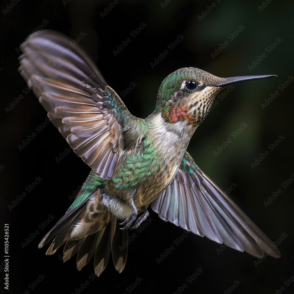 Fototapeta premium Hummingbird isolated on black background