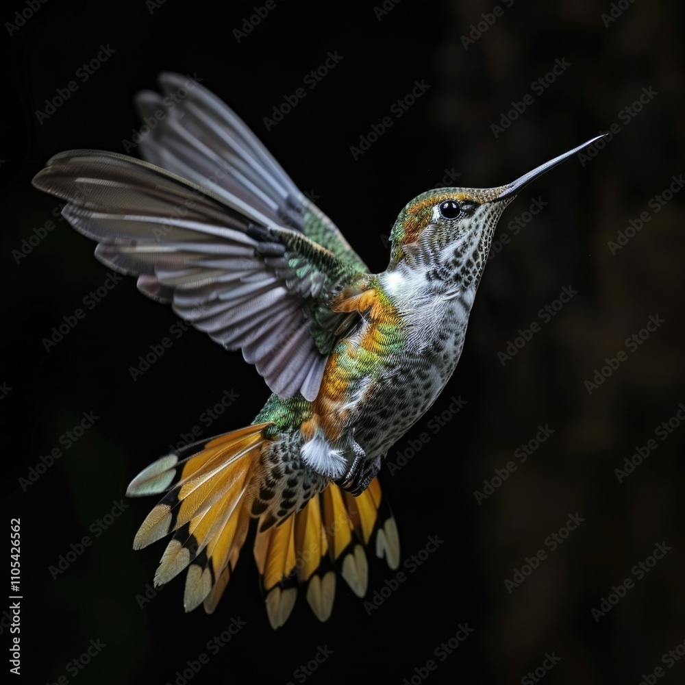 Fototapeta premium Hummingbird isolated on black background