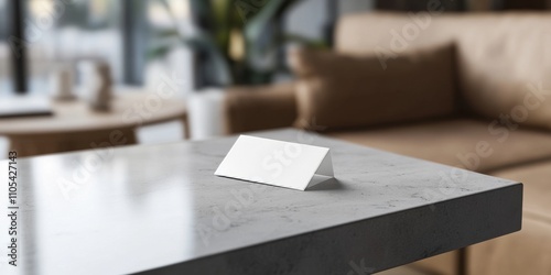 Professional business card mockup displayed on a table, showcasing a clean design that emphasizes the elegance of a business card mockup in a modern setting. Perfect for presentations. photo