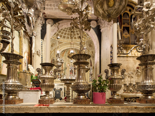 Santissima Annunziata chapel inside the Basilica della Santissima Annunziata baroque and renaissance styled church in Florence, Italy
