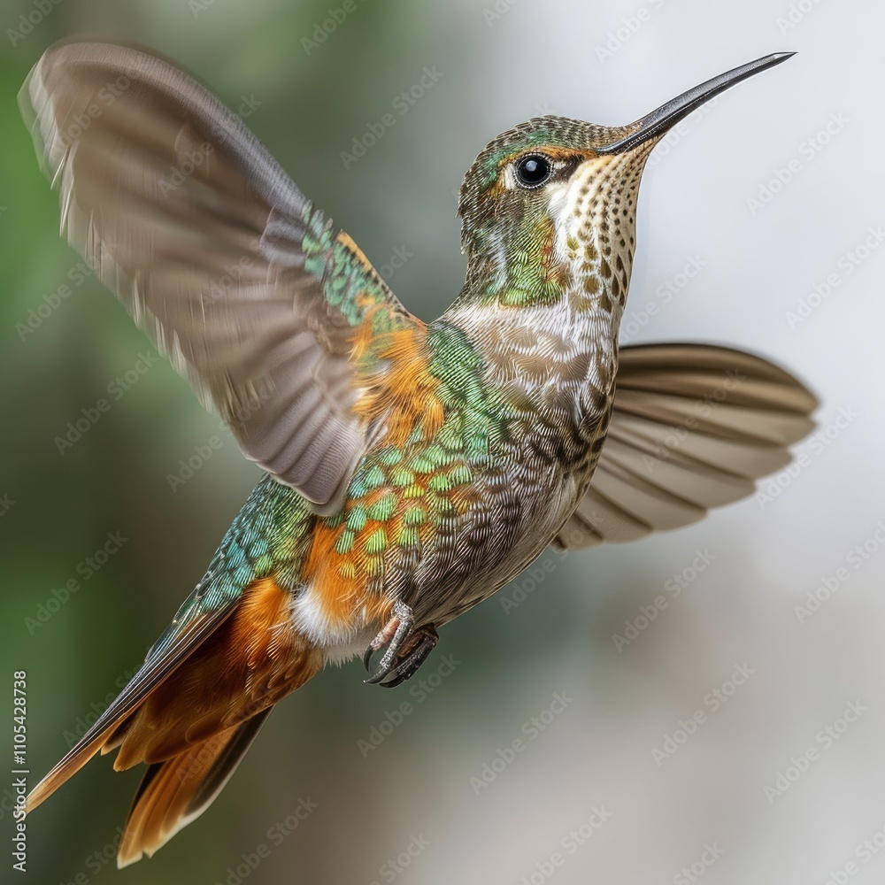 Fototapeta premium Rufous tailed Hummingbird in 4K Photo