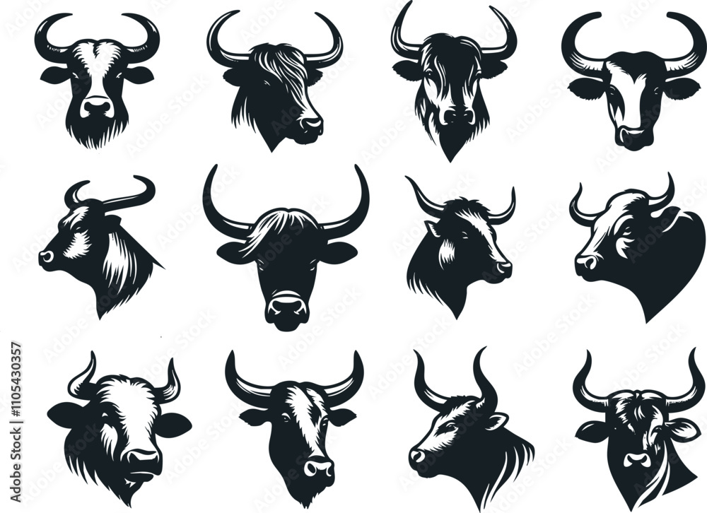 Fototapeta premium Cow Head Logo Design