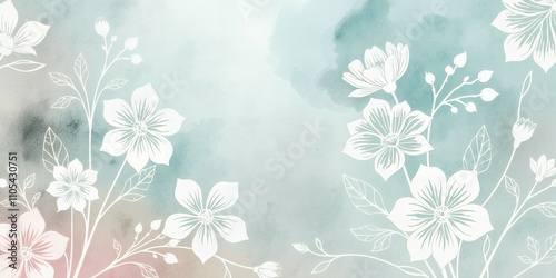 Watercolor floral design in calming blue and white hues.