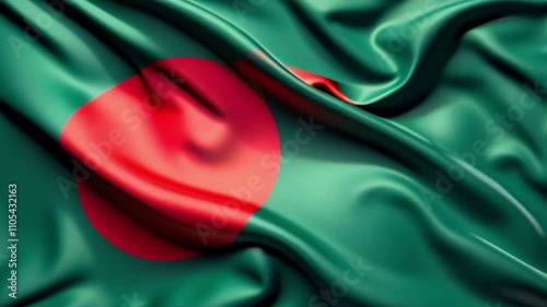 Bangladeshi flag wave on the background. Generative AI.