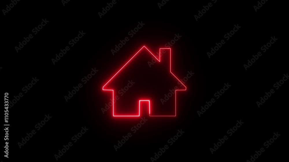 Home icon animation Neon home icon animation, shiny symbol. glowing House, home building animation house building apartment property 
