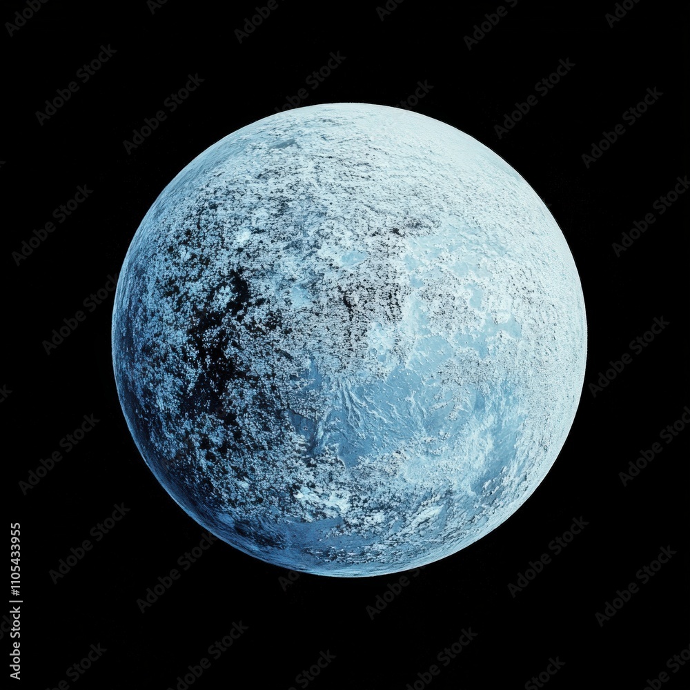 Frozen Planet. Blue Icy World in Outer Space, Cold Energy in Science Fiction Background Frozen Planet. Blue Icy World in Outer Space, Cold Energy in Science Fiction Background