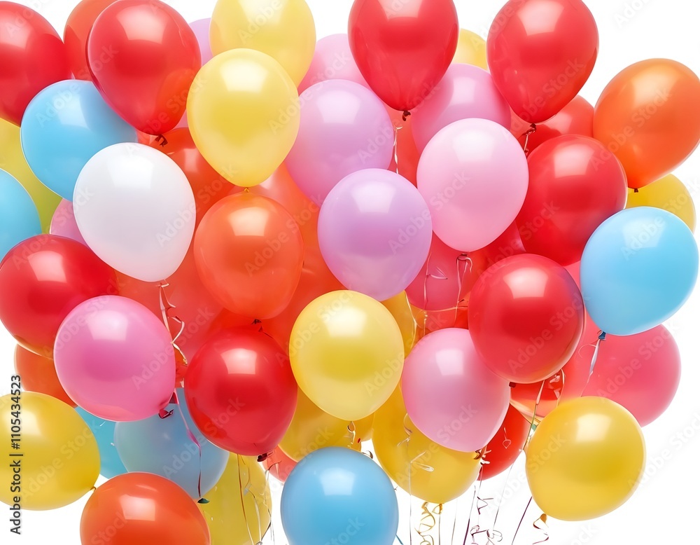 Birthday wedding anniversary colorful shining balloons isolated on white background Birthday wedding anniversary colorful shining balloons isolated on white background