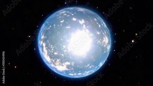 Moving the planet on his own circle . mysterious planet between gas and stars in the space. Generative AI.