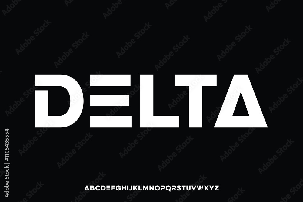 Fototapeta premium Modern futuristic sans serif alphabet display font vector. Abstract delta typeface
