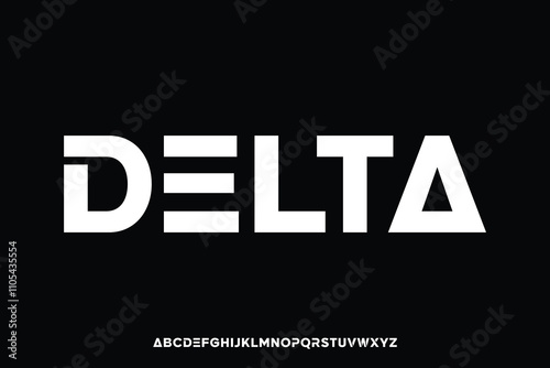 Modern futuristic sans serif alphabet display font vector. Abstract delta typeface
