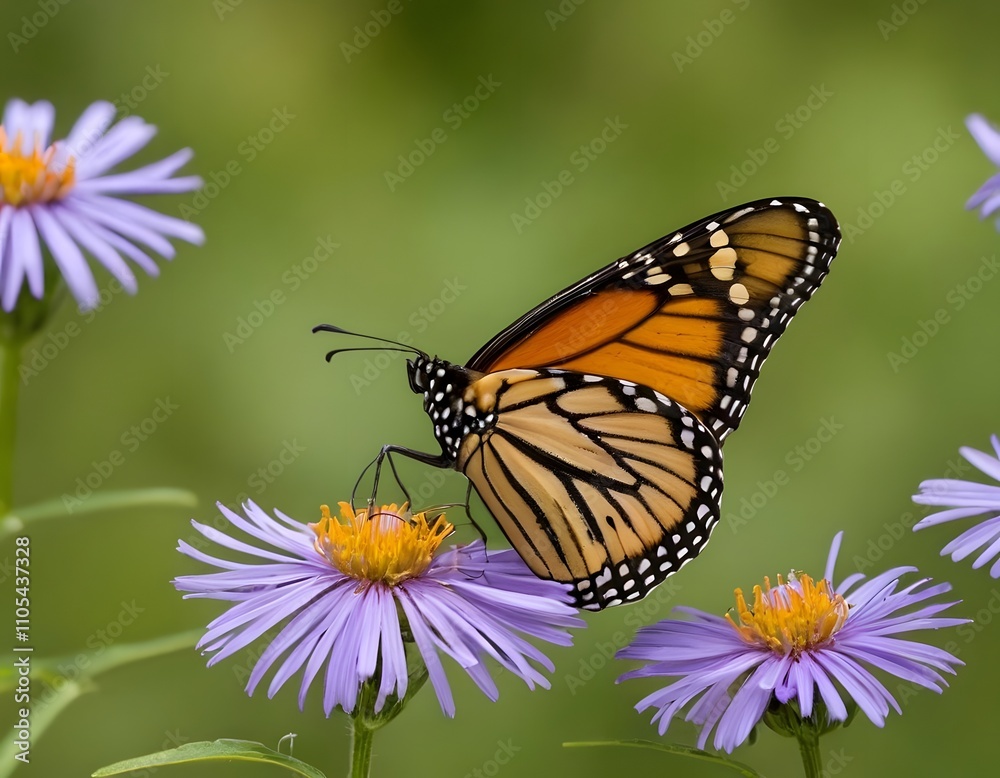 monarch butterfly on purple flower nature concept monarch butterfly on purple flower nature concept