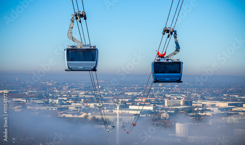 Cable car from the top of Pech David in Toulouse, Haute Garonne, Occitanie, France