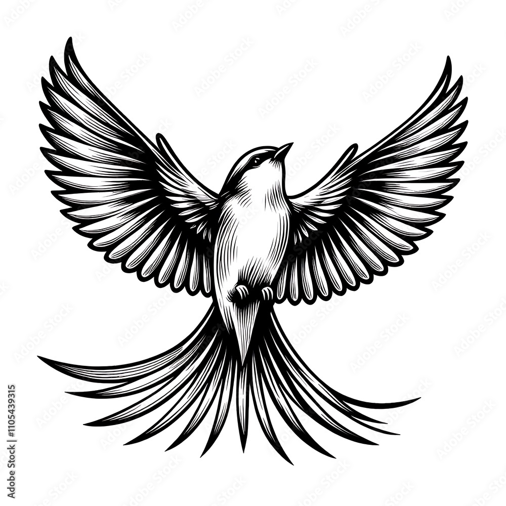 Fototapeta premium Stylized bird with outstretched wings.