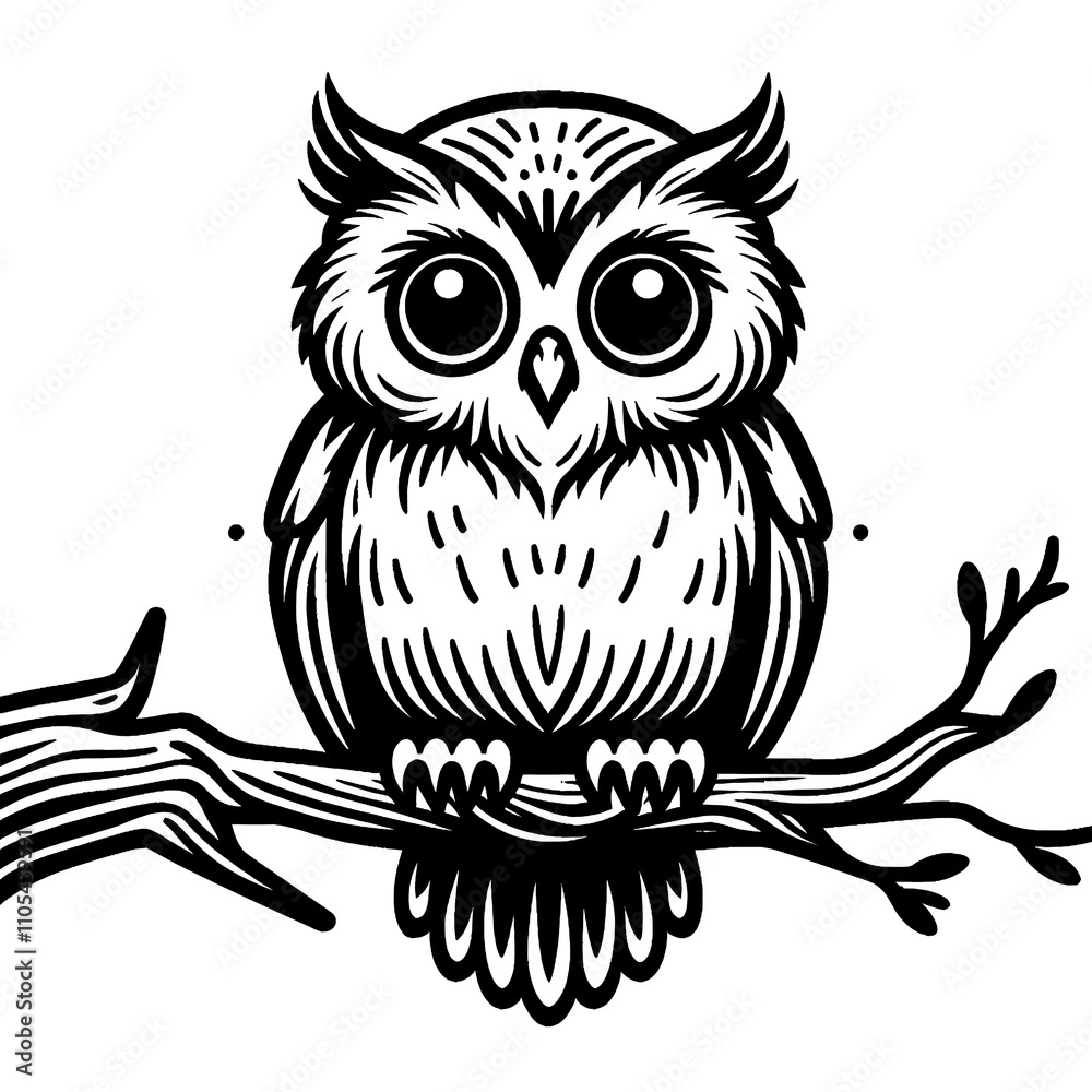 Fototapeta premium A stylized owl perched on a branch.