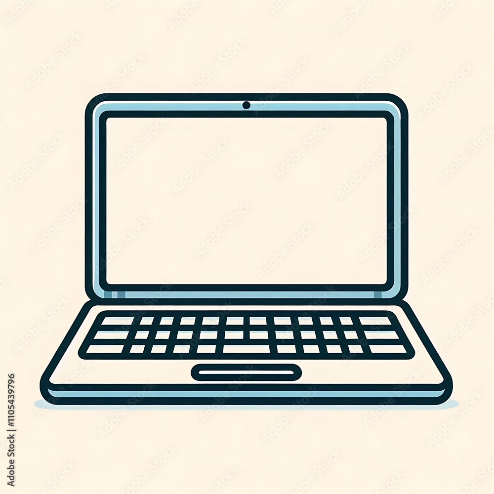 Simple illustration of an open laptop computer.