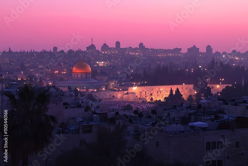 The Dome of the rock, Al-Aqsa Mosque, Jerusalem, Palestine. isolated photo
