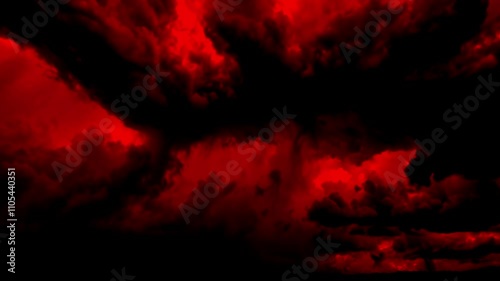Very Strom red cloud and wind flow on the sky. Generative AI.