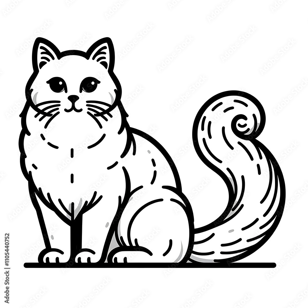 A stylized illustration of a sitting cat. A stylized illustration of a sitting cat.