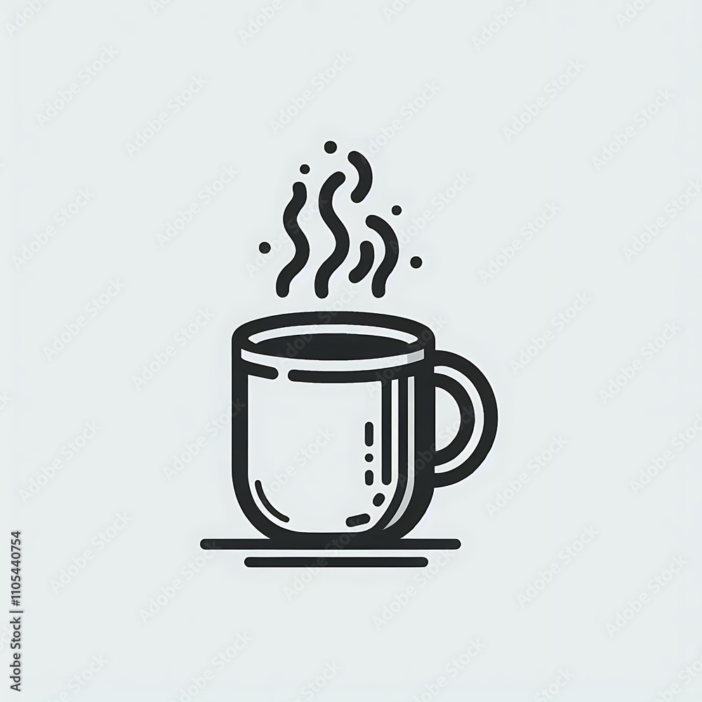 A steaming cup of coffee in a minimalistic style. A steaming cup of coffee in a minimalistic style.