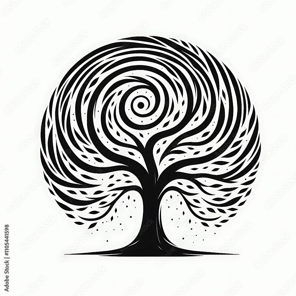 Obraz premium Abstract tree design with swirling branches.