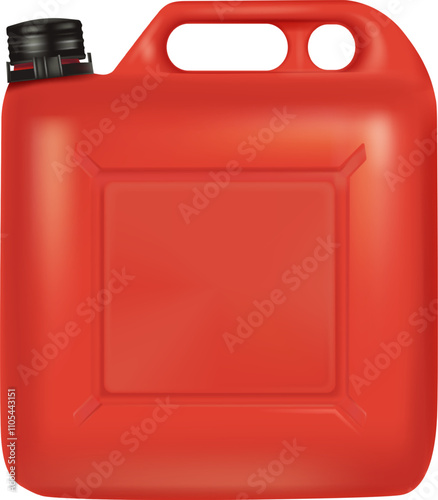 Red plastic container for detergent or fuel realistic mockup