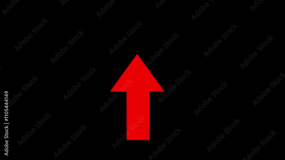 Red arrow pointing up isolated on transparent background with alpha channel. Animation of seamless loop. Red arrow pointing up isolated on transparent background with alpha channel. Animation of seamless loop.