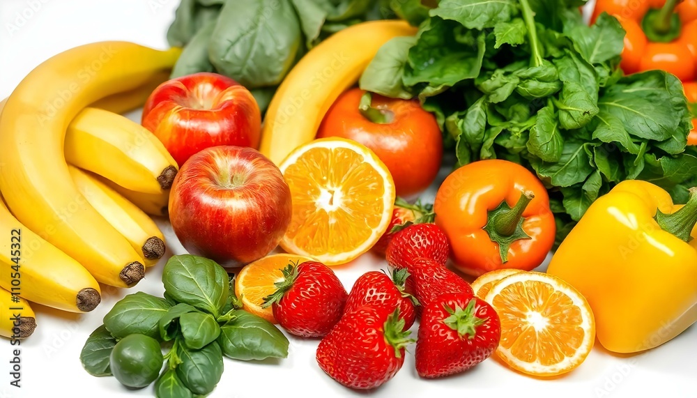 fruits and vegetables on white background fruits and vegetables on white background