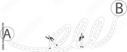 The easy way or the hard way businessman want to choose the right path