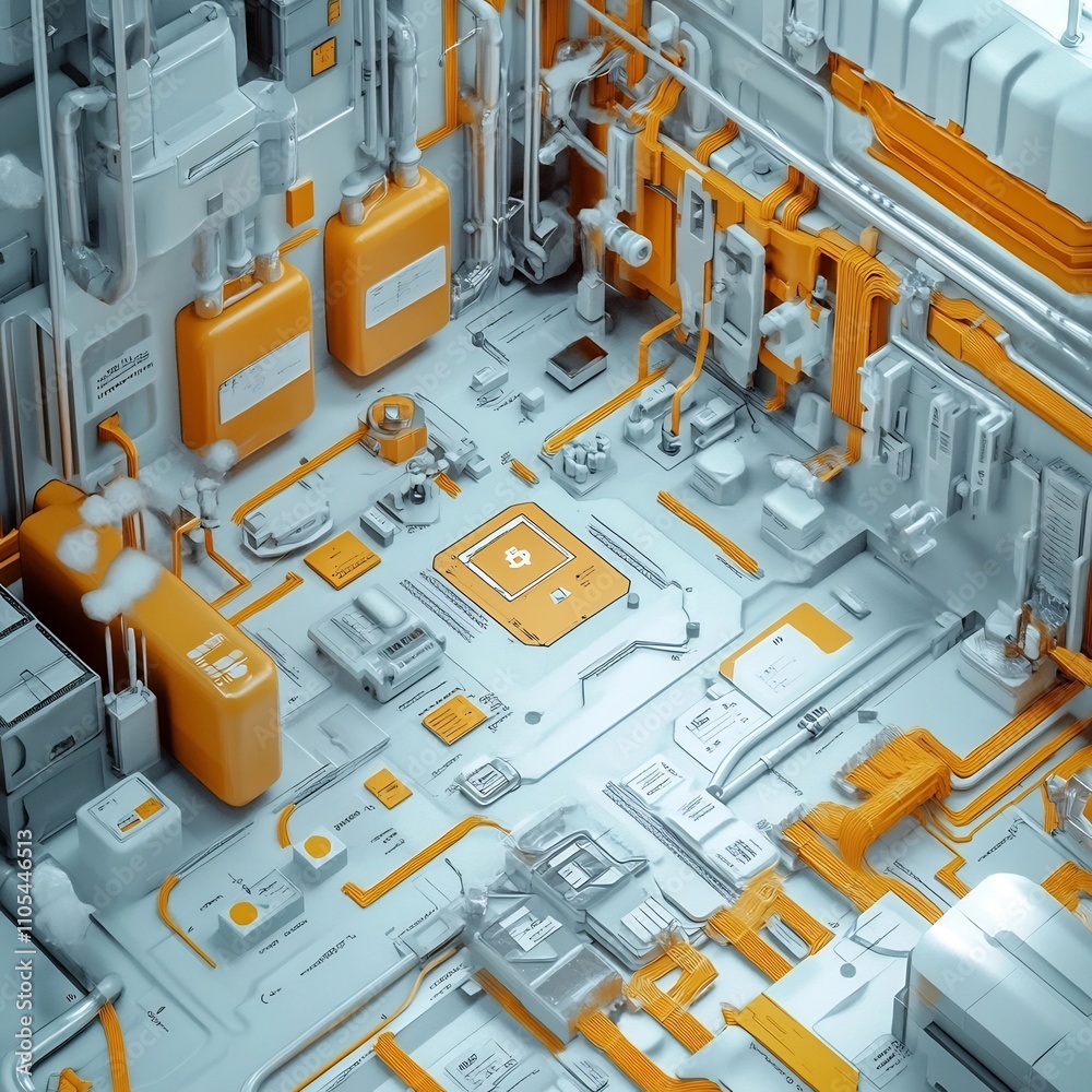 Futuristic Digital Interface with Geometric Architectural Design Concept