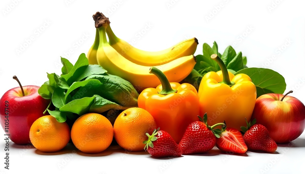 vegetables and fruits on a white background vegetables and fruits on a white background