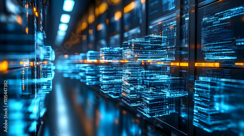 Wallpaper Mural Abstract 3D Data Cubes Flowing in a Digital Server Room Background Torontodigital.ca