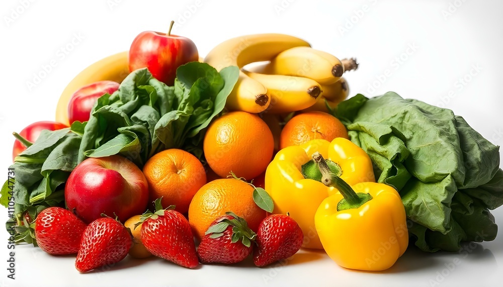 vegetables and fruits on a white background vegetables and fruits on a white background