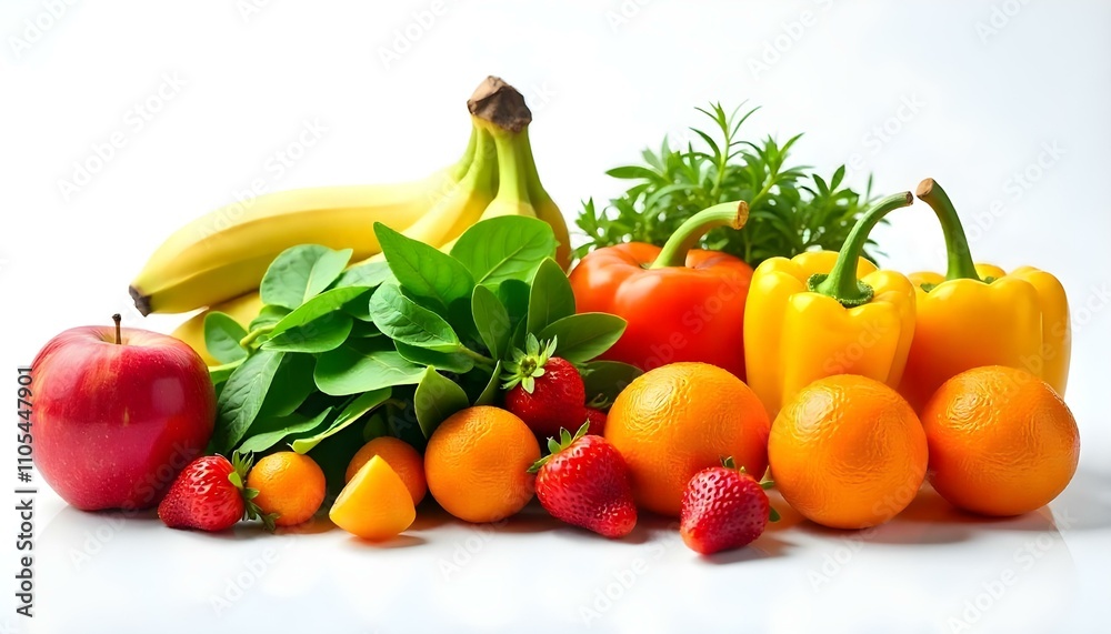 vegetables and fruits on a white background vegetables and fruits on a white background
